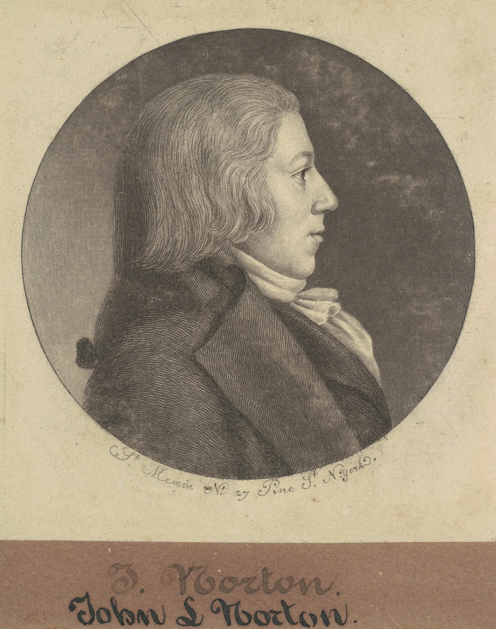 John Leake Norton, by Charles Balthazar Julien Févret de Saint-Mémin, ink, 1797