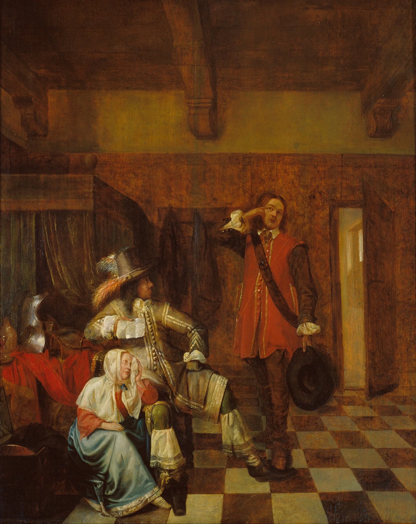 Bringer of Bad News, by Pieter de Hooch, oil, 1655