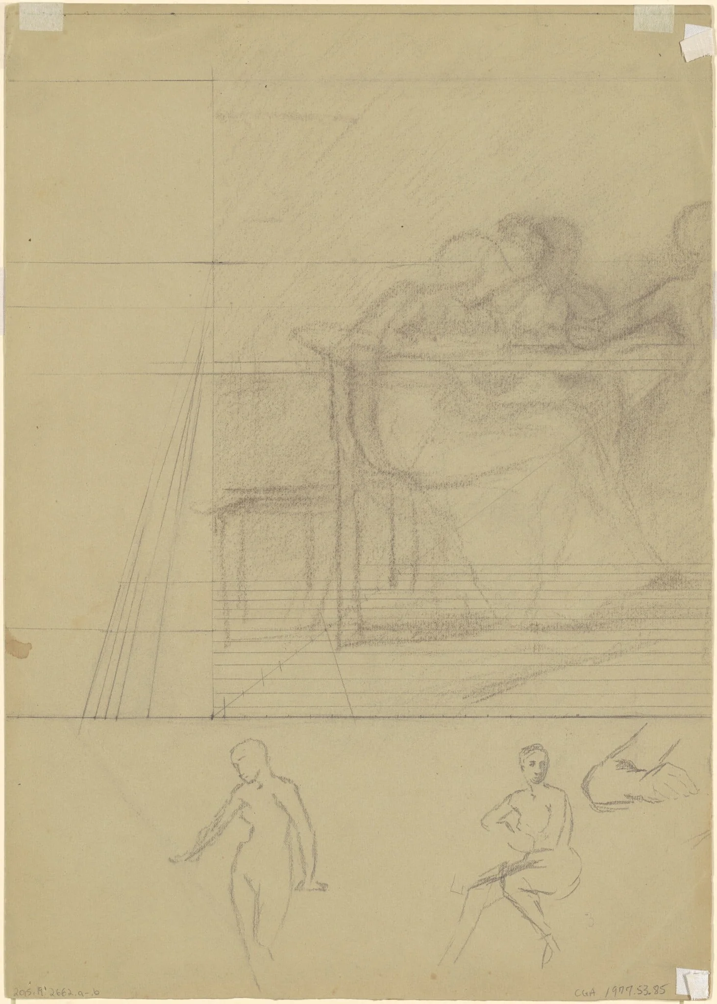 Studies of Figures [verso], by Perry, Enoch Wood, Jr., graphite, 1880