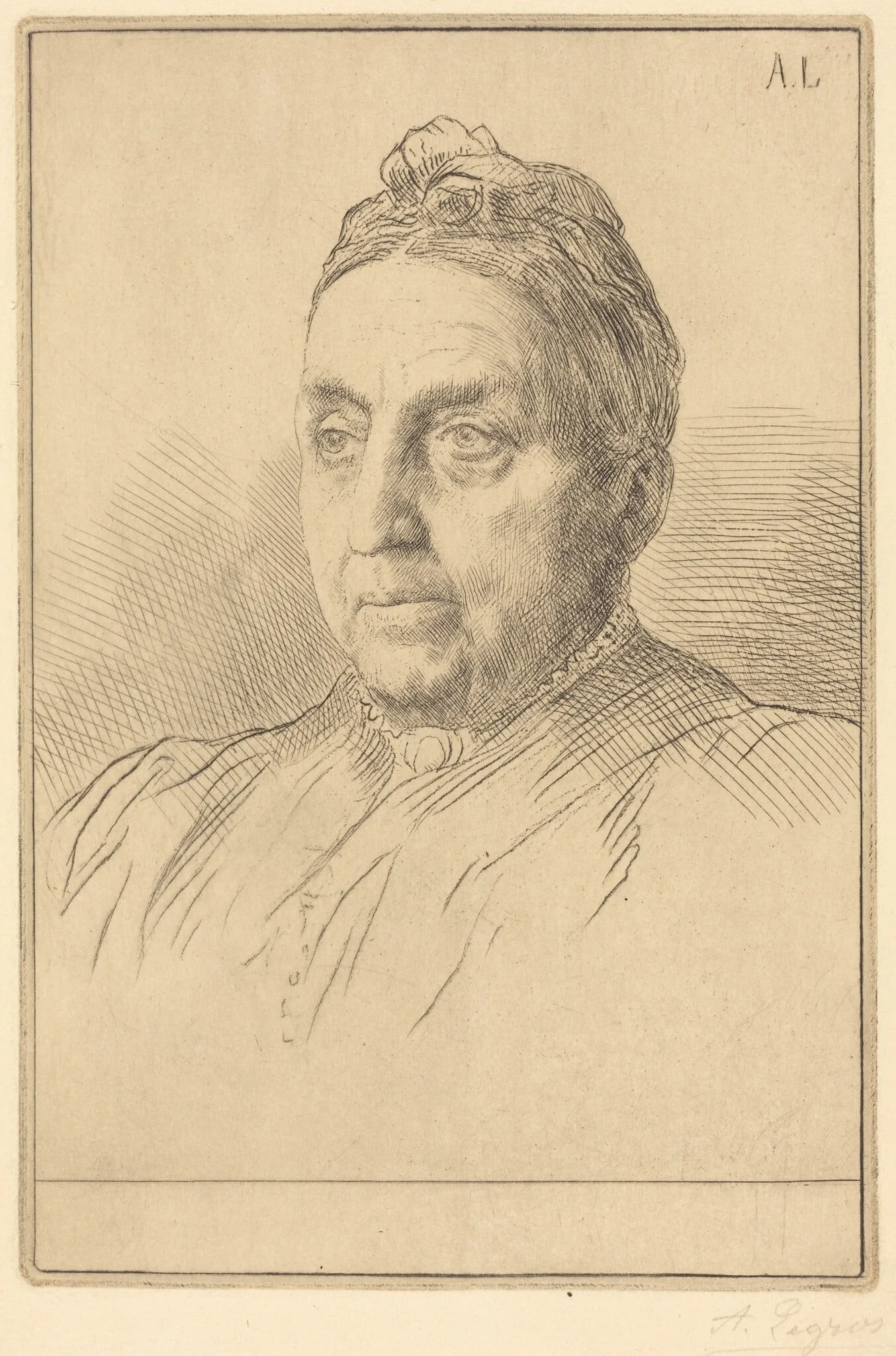 Mme. Kemp, 4th plate, by Alphonse Legros, ink, 1874