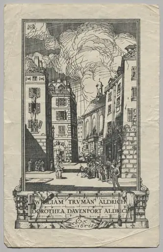Bookplate:  William Truman Aldrich and Dorthea Davenport Aldrich, Ex Libris inscribed