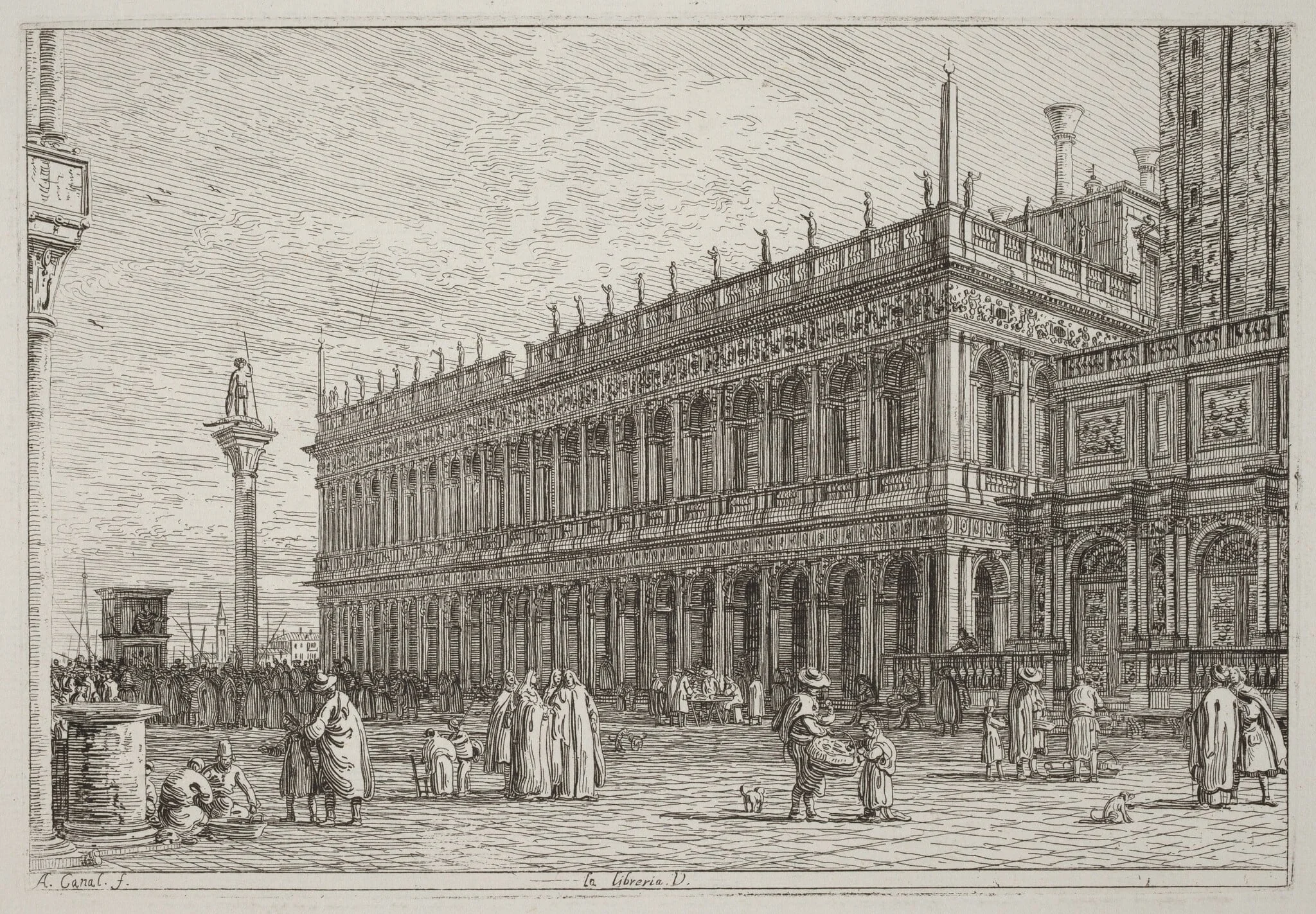 La libreria. V. [upper left], by Canaletto, ink, 1742