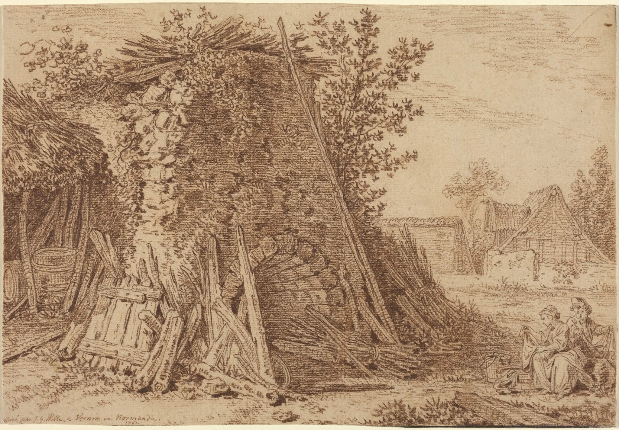 A Rustic Kiln at Vernon, by Johann Georg Wille, chalk, 1761