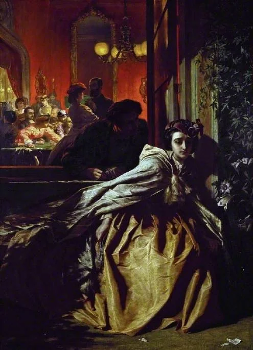 On the Brink (1865), by Alfred Elmore, oil, 1865