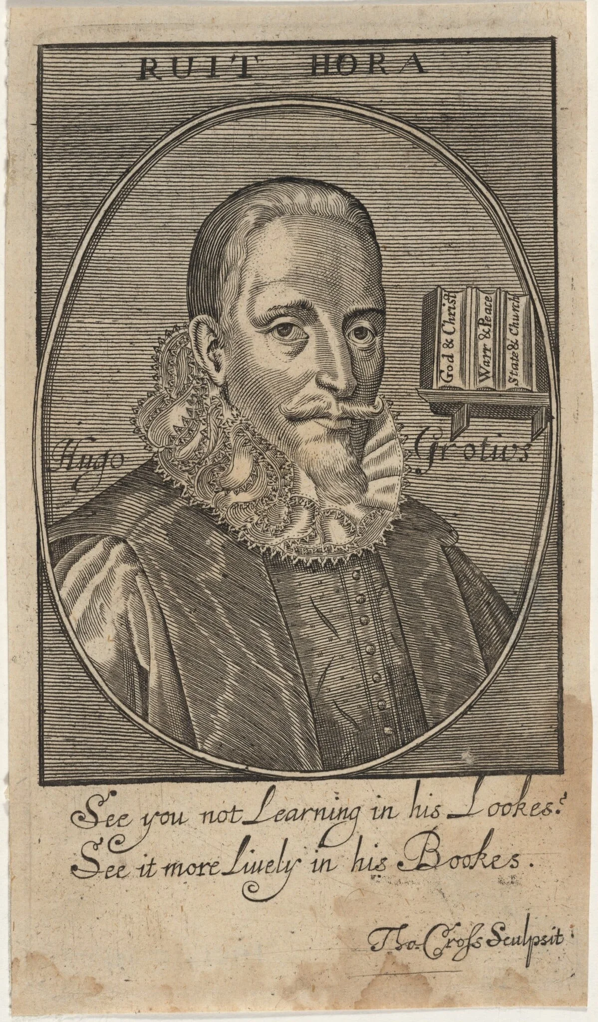 Hugo Grotius, by Thomas Cross, ink, 1653