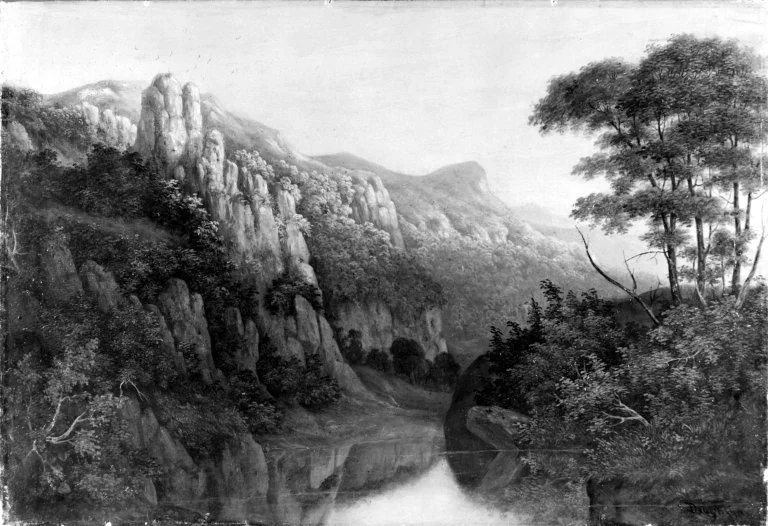 Mountain Landscape, by Unknown, oil, 1853