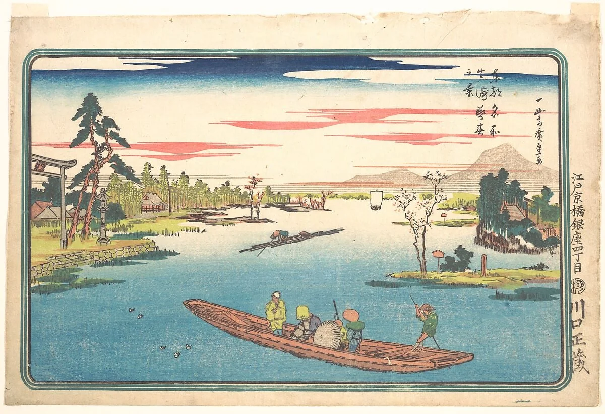 Masaki, boshun no kei|東都名所　真崎暮春之景|A View of Late Spring at Masaki, by Utagawa Hiroshige, ink, 1831