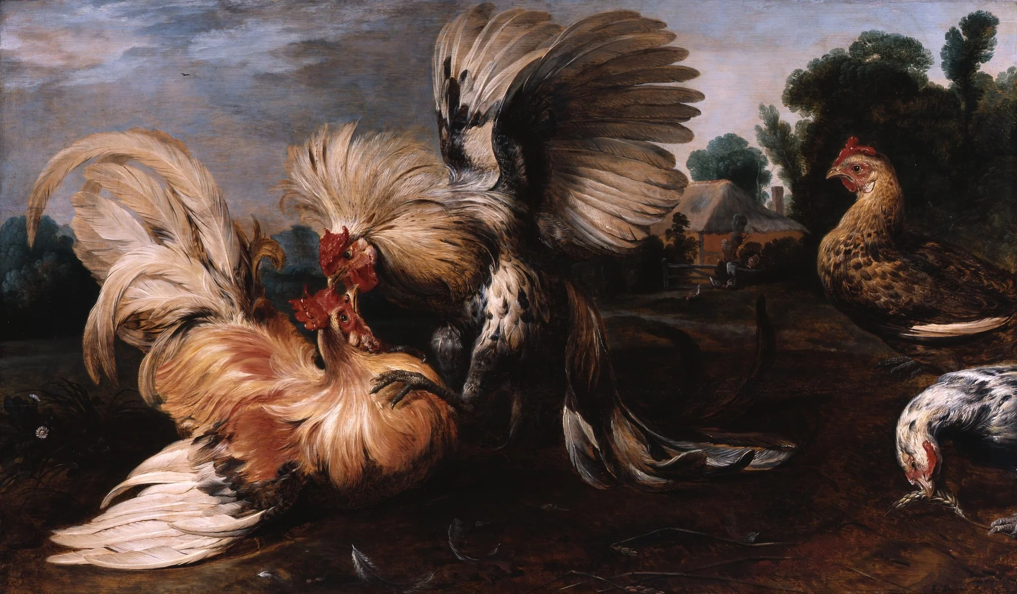 Cockfight, by Frans Snyders, paint, 1615