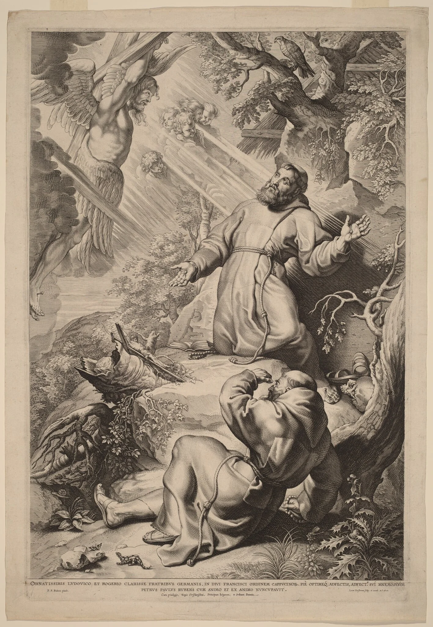 Saint Francis Receiving the Stigmata, by Lucas Emil Vorsterman, ink, 1620