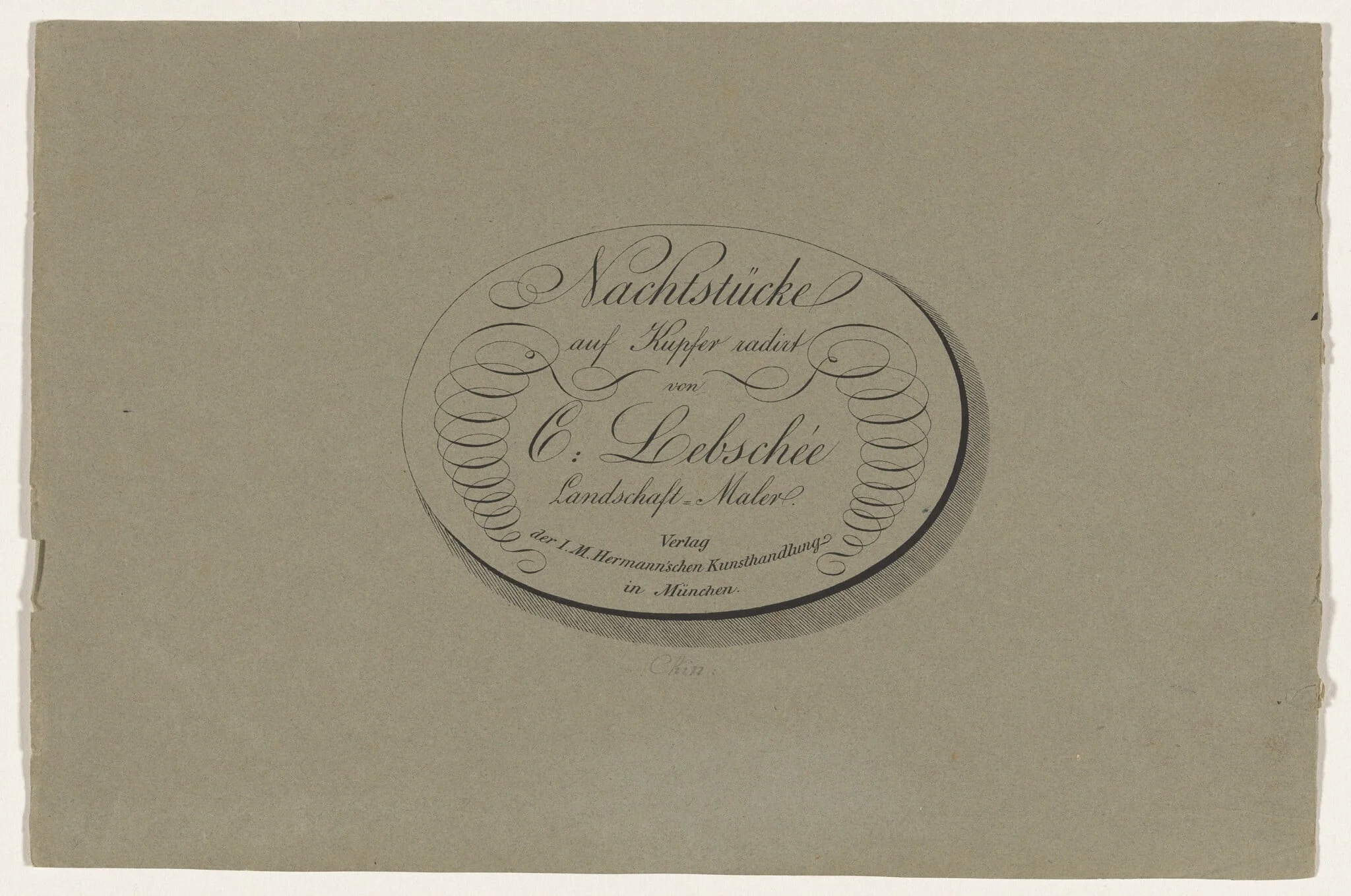 Title Page to Vier Nachtstücke, by Carl August Lebschée, ink, 1828