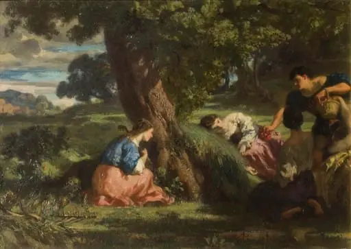 Cherries: a group of young women in a landscape
