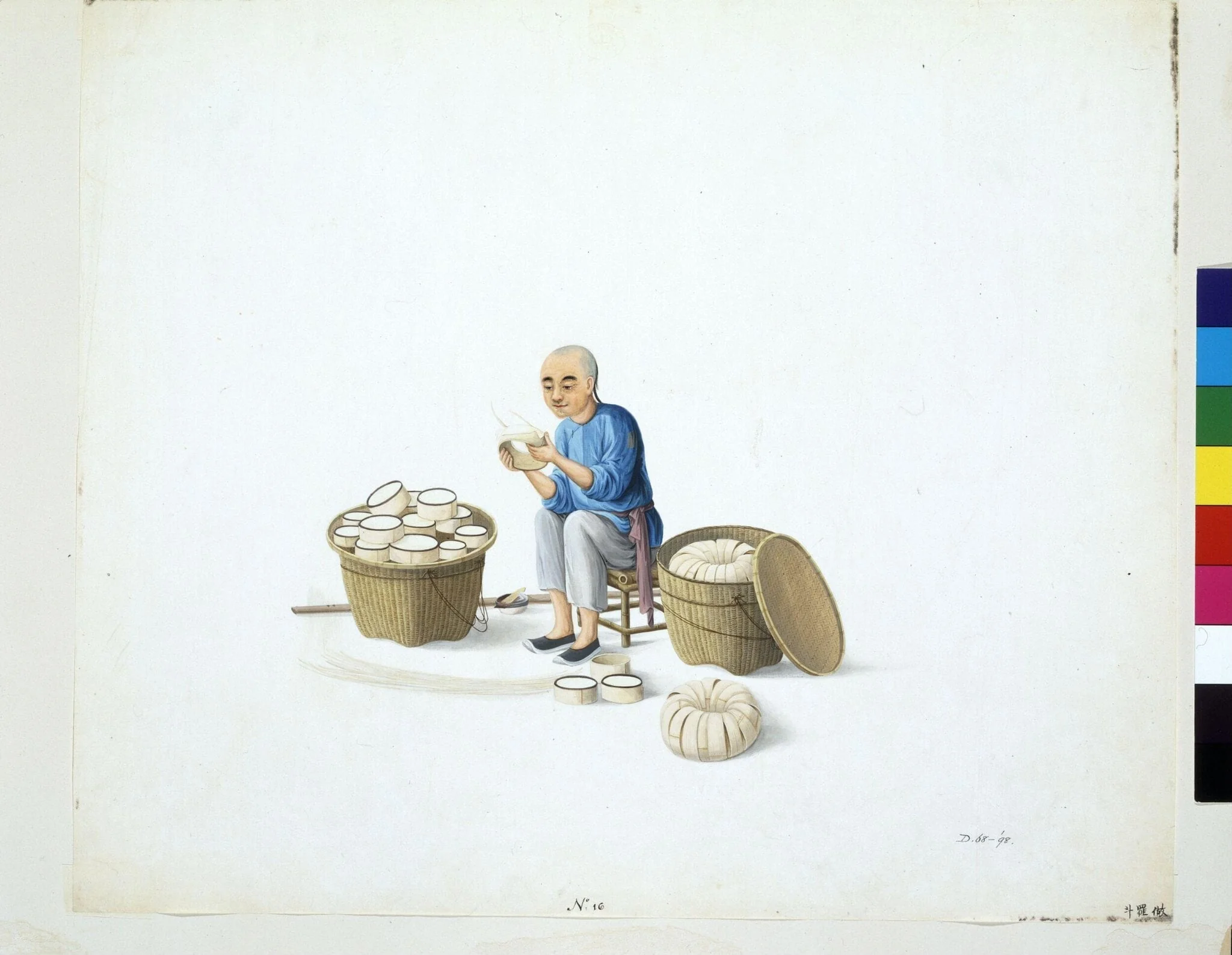 A Sieve Maker, by Puqua, paint, 1790