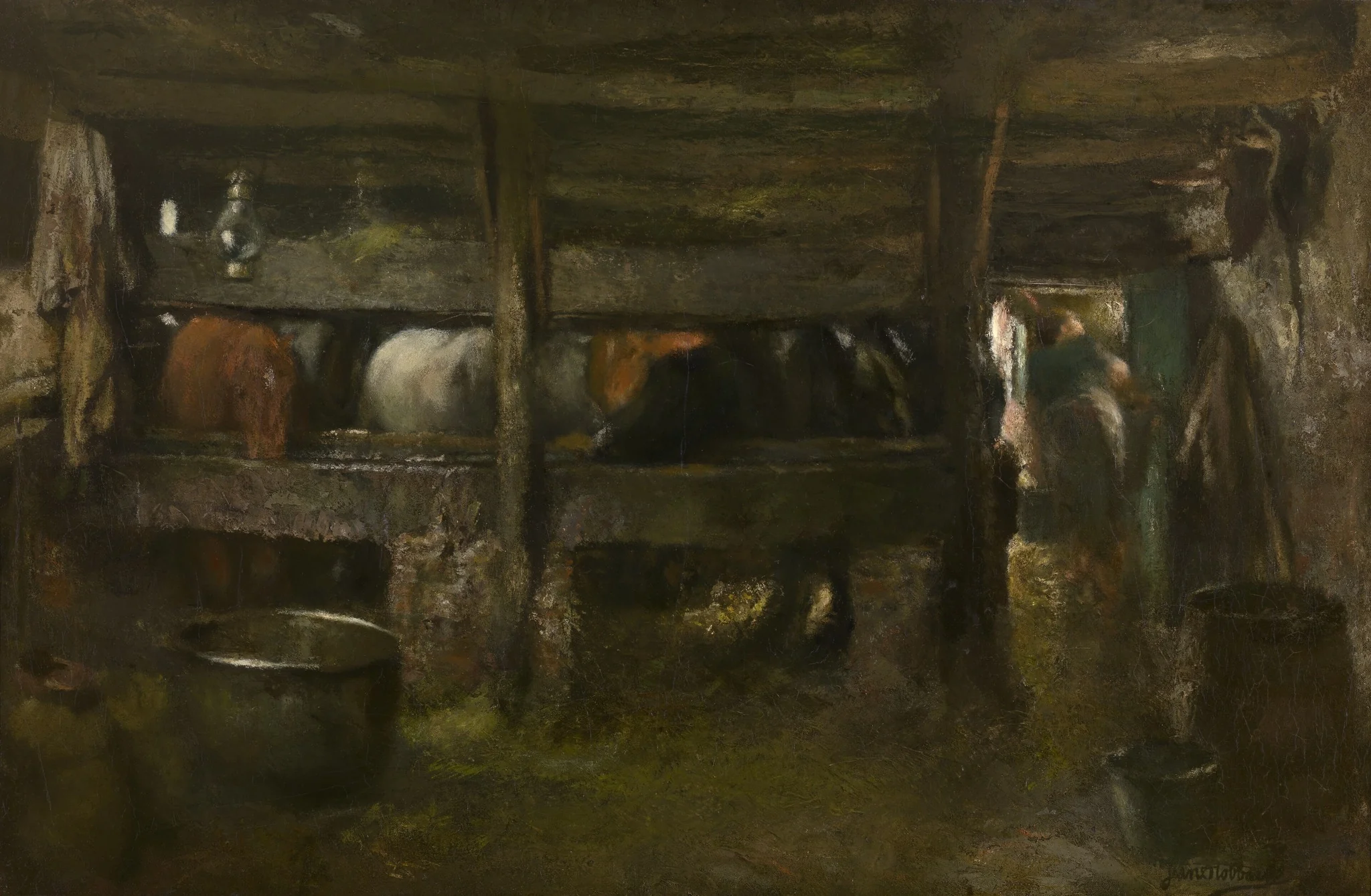 Horse Stable, by Jan Stobbaerts, oil, 1886