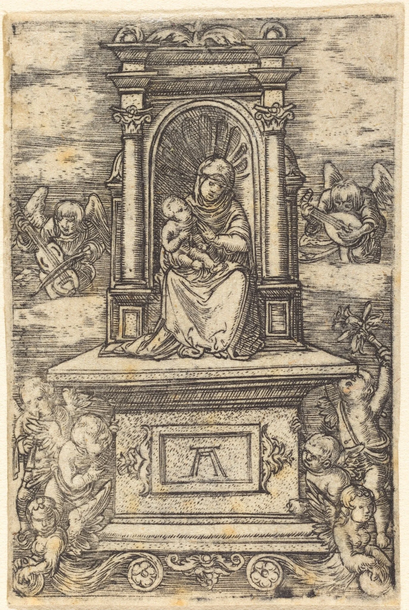 The Beautiful Virgin of Regensburg on an Altar, by Albrecht Altdorfer, ink, 1520