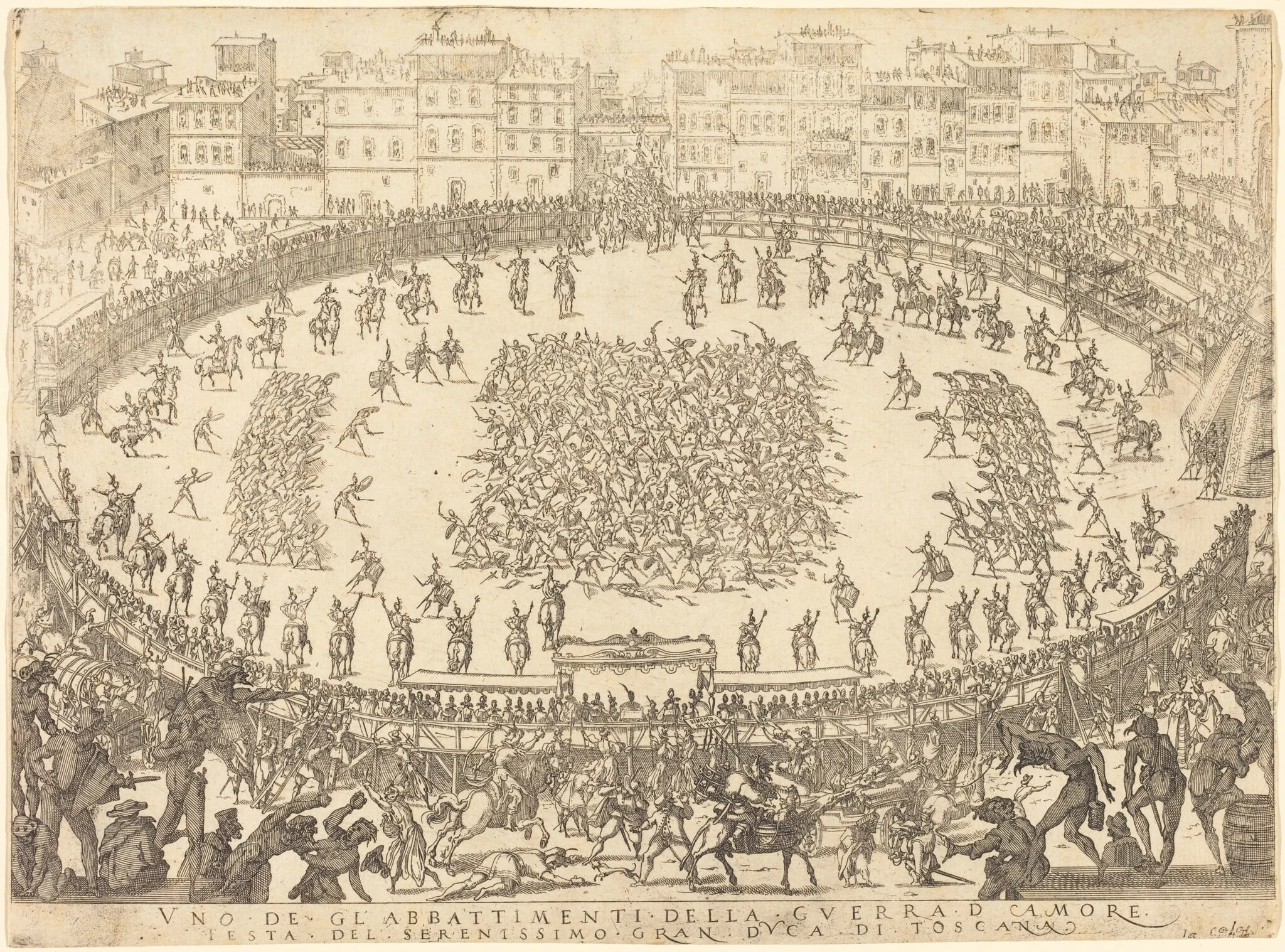 One of the Infantry Combats, by Jacques Callot, ink, 1616