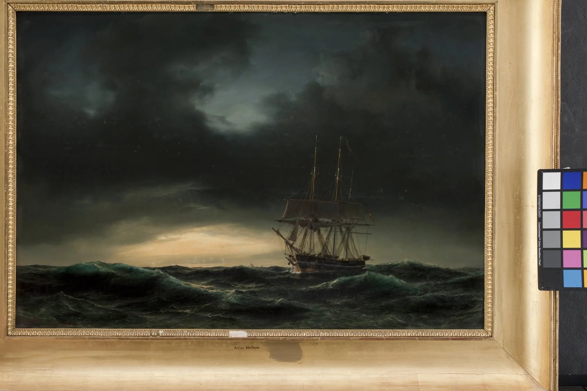 En dansk korvet i rum sø efter en storm, by Unknown, 1848