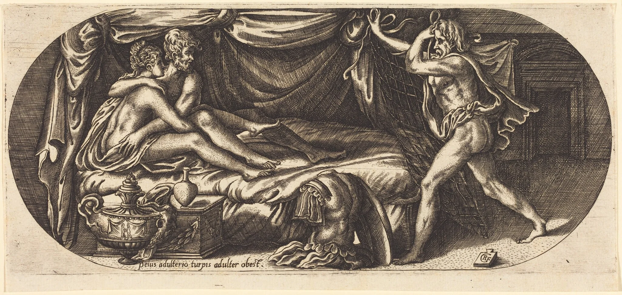 Mars and Venus Surprised by Vulcan, by Georges Reverdy, ink, 1551