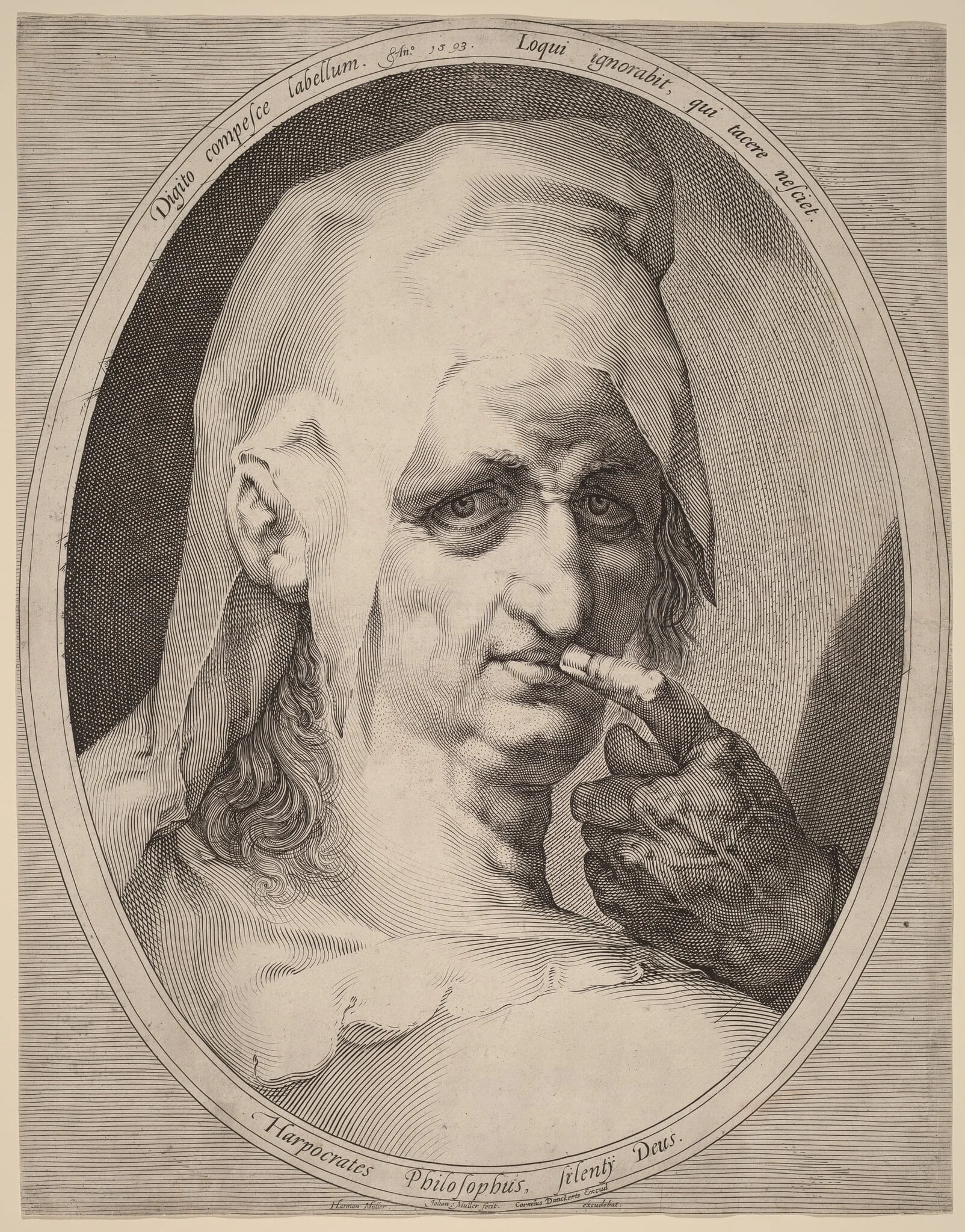 Harpocrates, by Jan Muller, ink, 1593