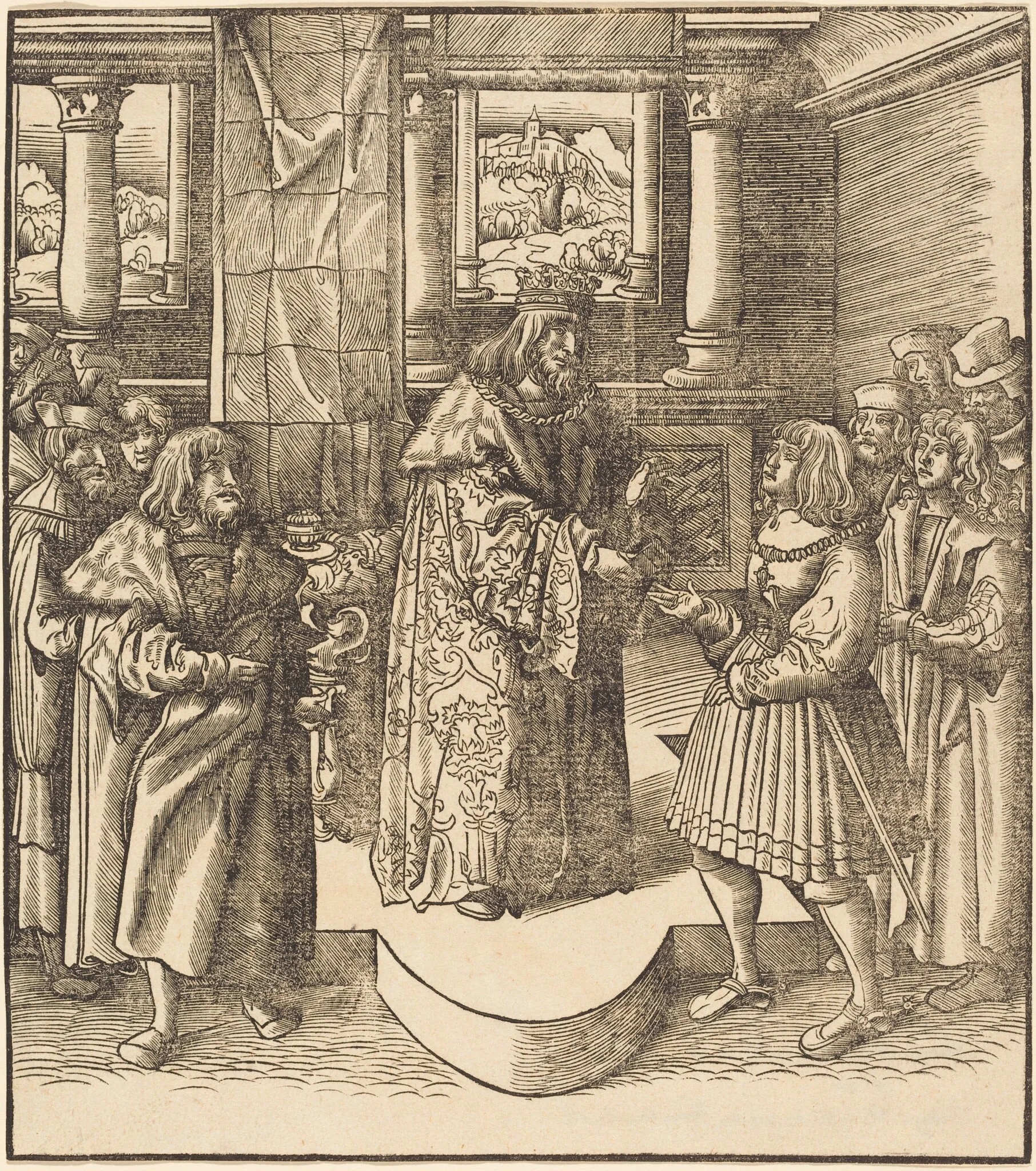 The Old White King Sending His Messengers to Portugal, by Leonhard Beck, ink, 1515