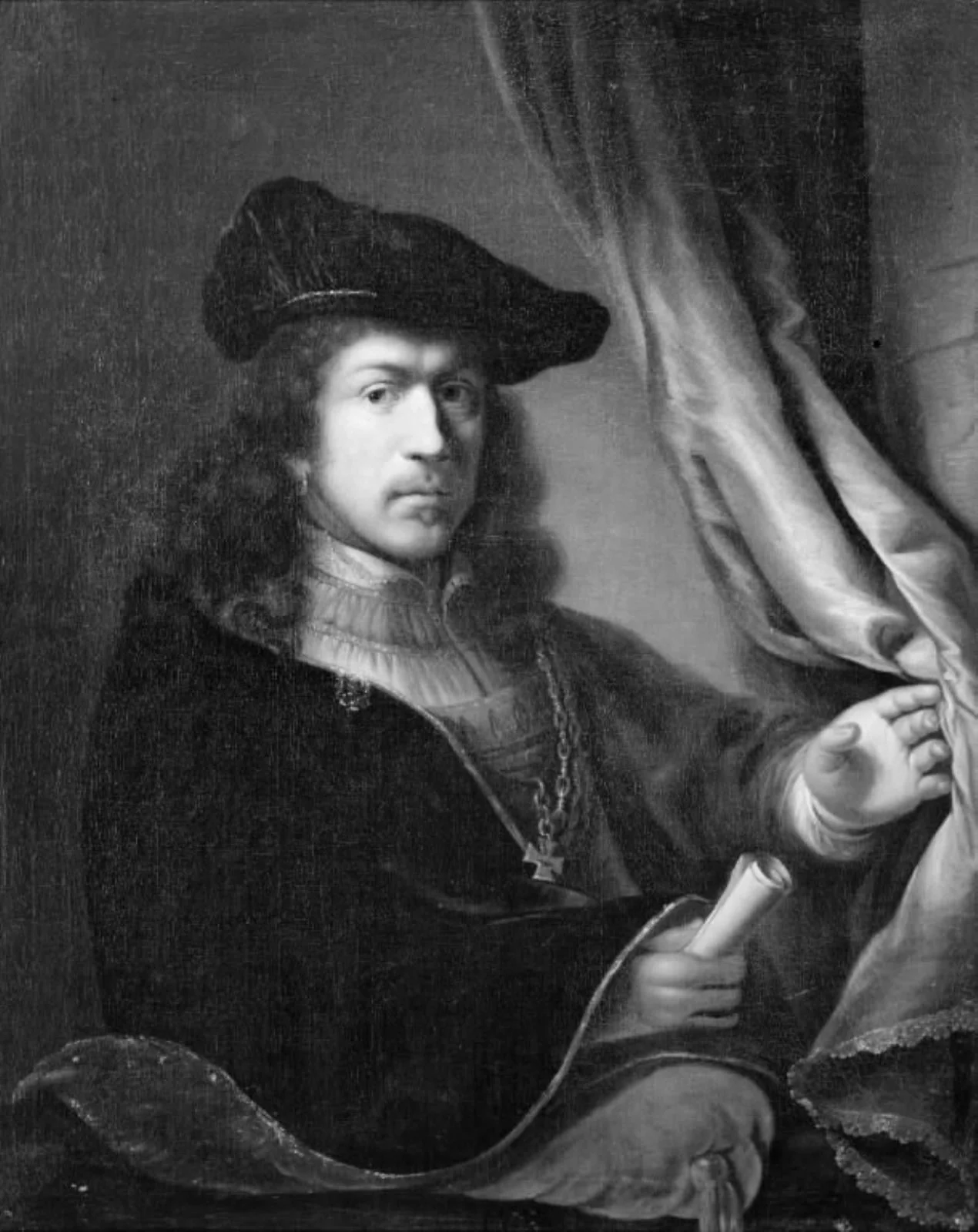Portrait of a Man with a Hat and a Collar of an Order of Chivalry, by Unknown, unspecified, 1650
