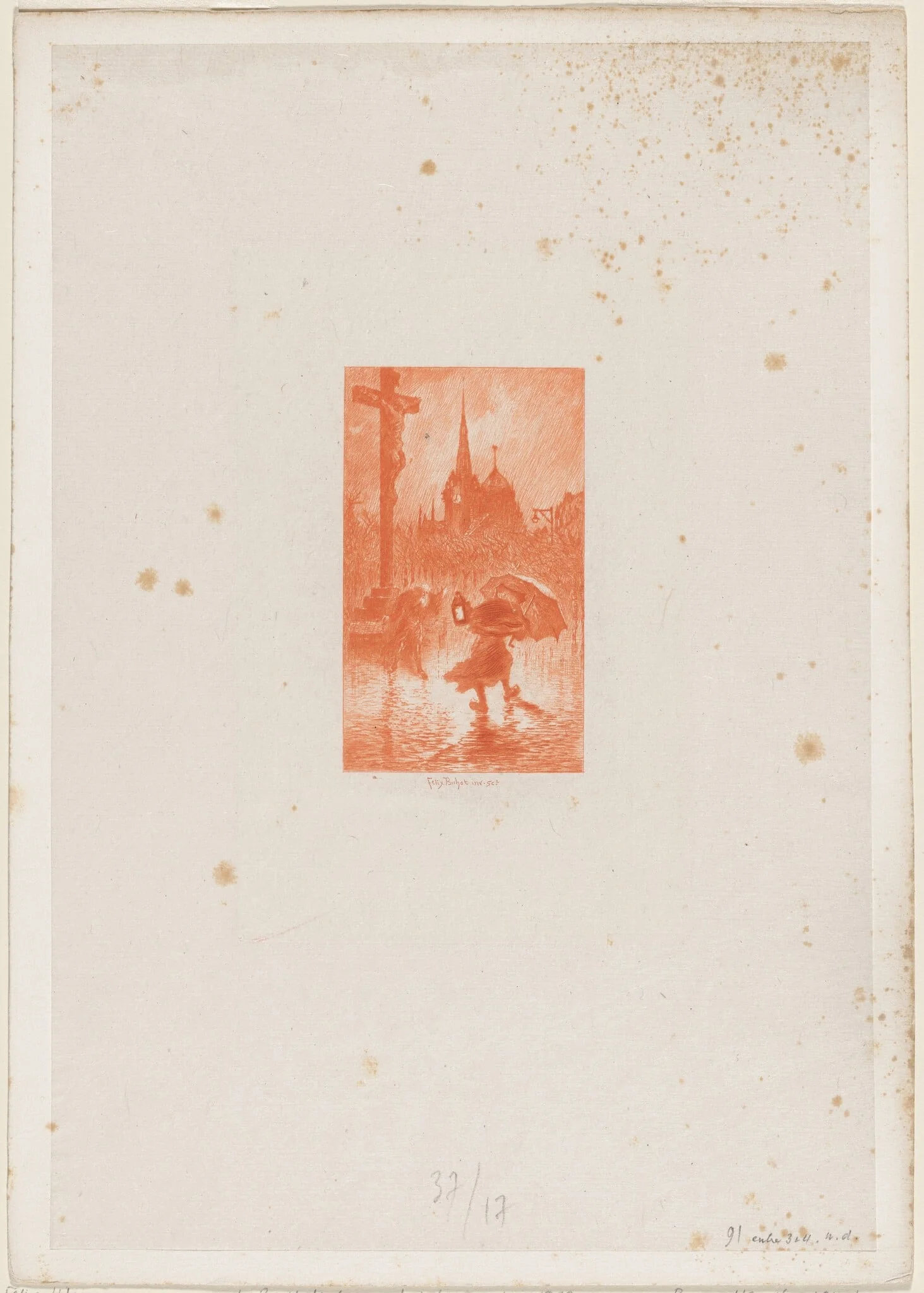 Le Bruit de deux sabots trainant..., by Félix-Hilaire Buhot, ink, 1878