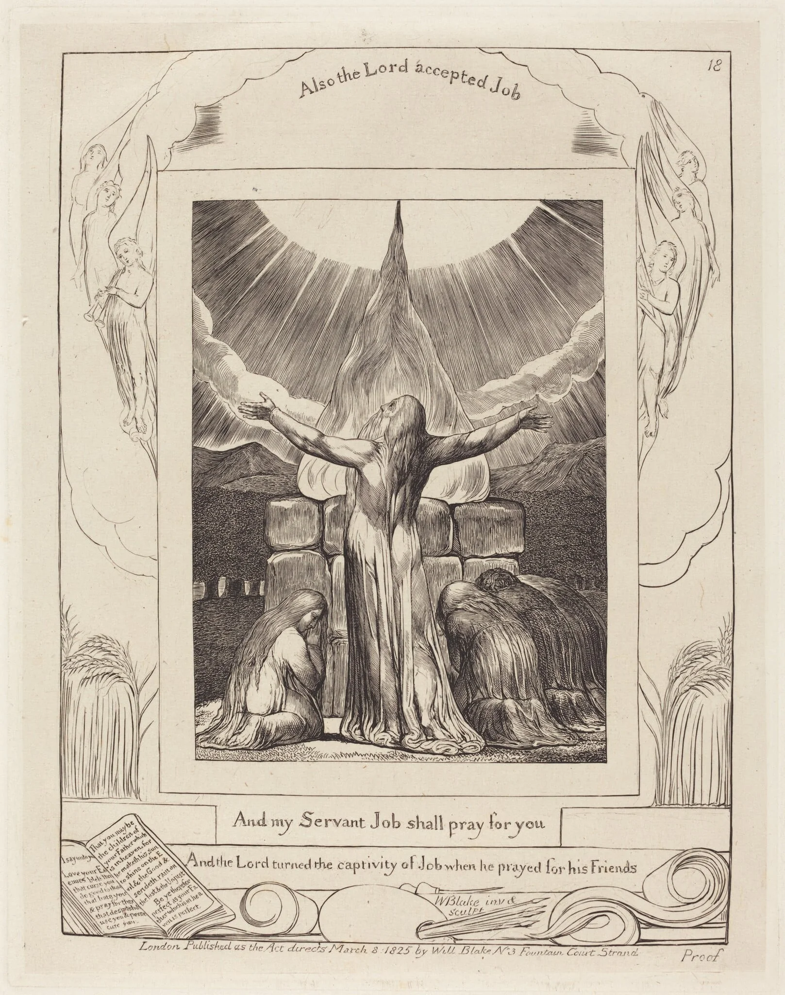 Job's Sacrifice, by William Blake, ink, 1825