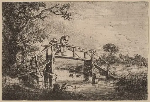 Landscape with a Bridge and Two Fishermen