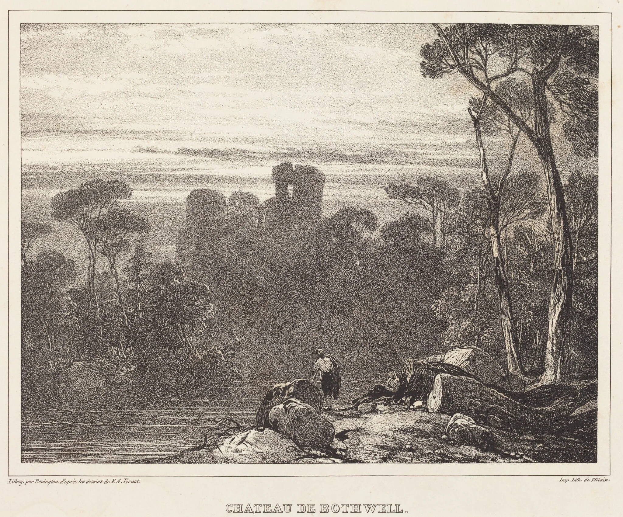 Chateau de Bothwell, by Richard Parkes Bonington, ink, 1826