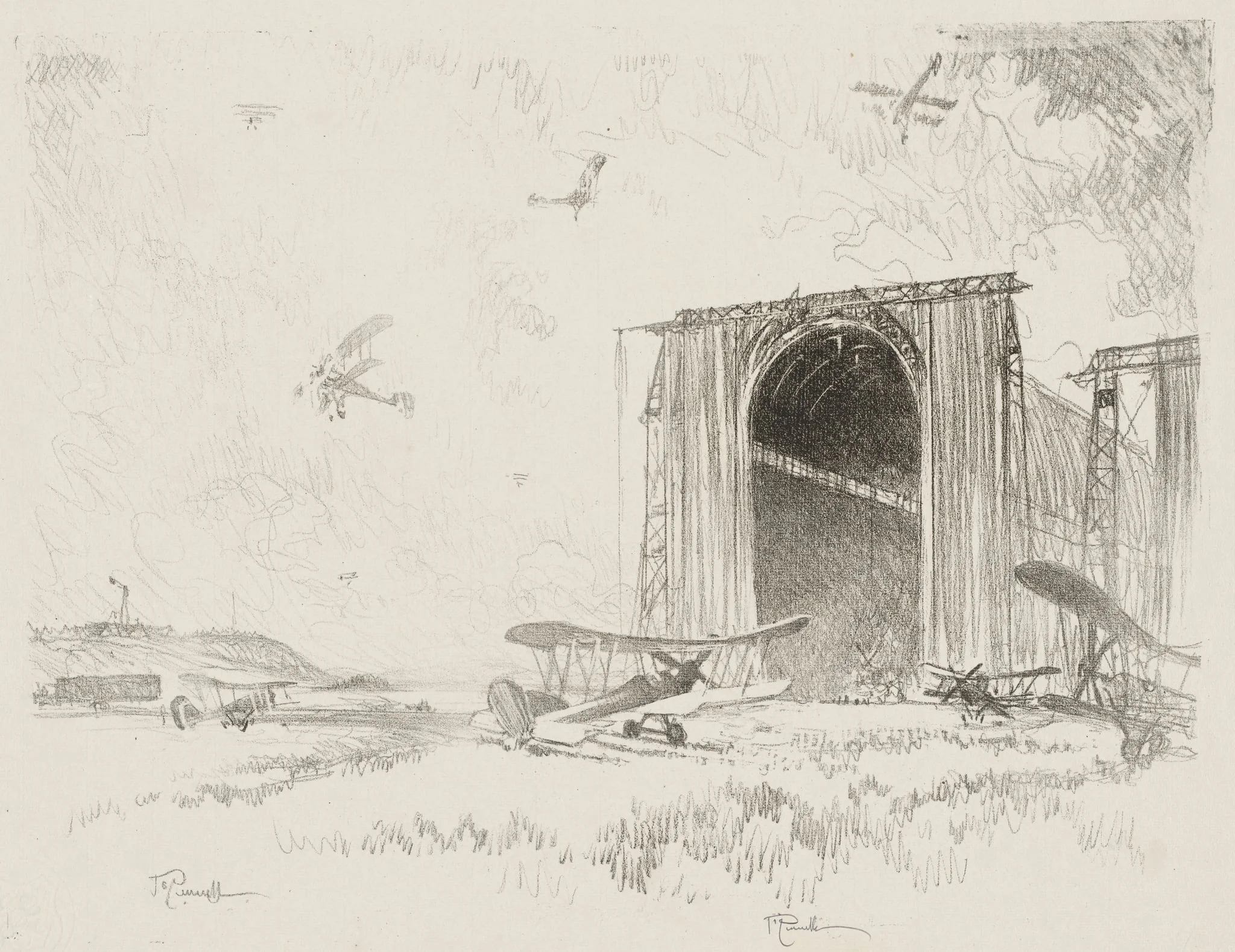 English War Work:  The Balloon-Shed, by Joseph Pennell, 1916