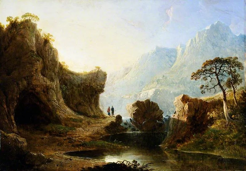 Mountain Landscape with Rocks, by John Martin, oil, 1851