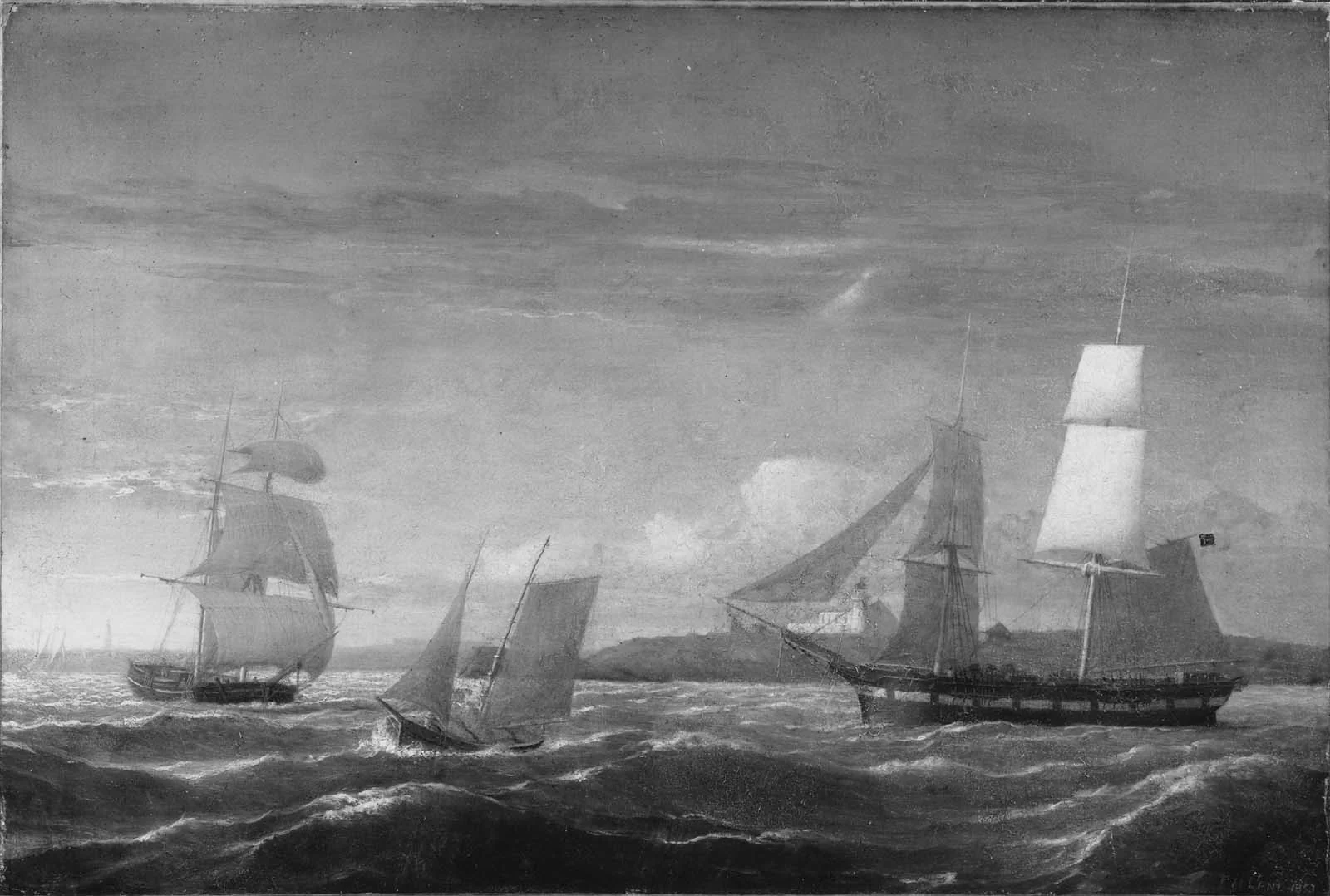 View of Portland Harbor, by Fitz Henry Lane, oil, 1844