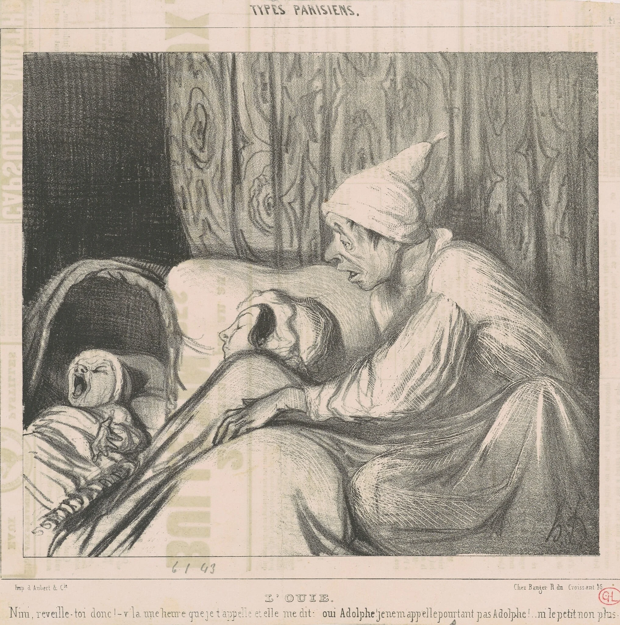 L'ouie, by Honoré Daumier, ink, 1839