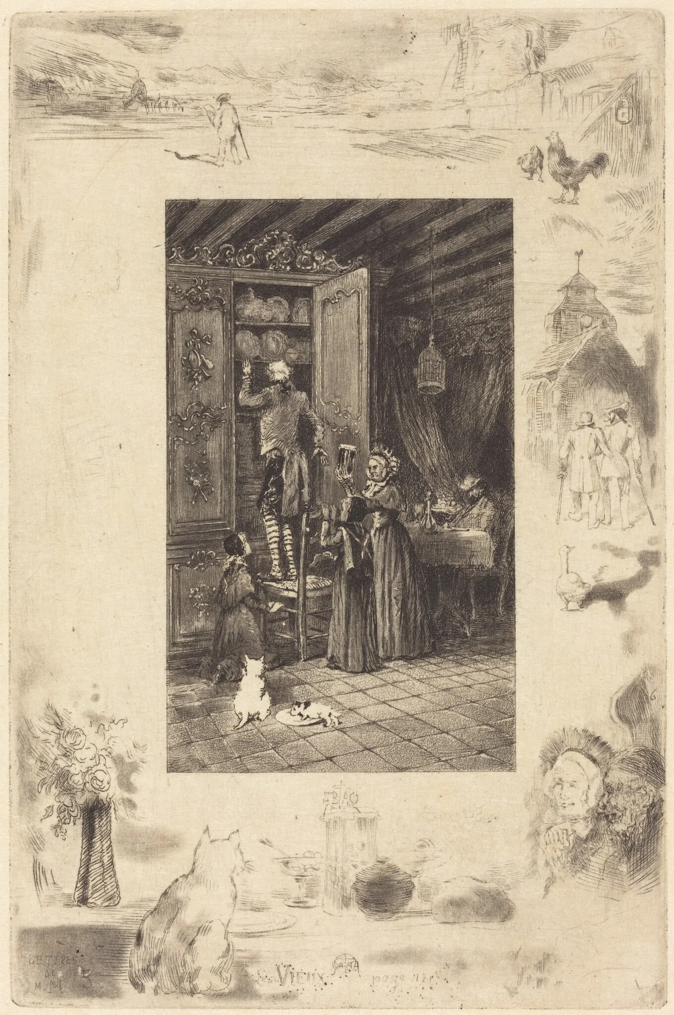 Les Vieux (The Elders), by Félix-Hilaire Buhot, ink, 1885