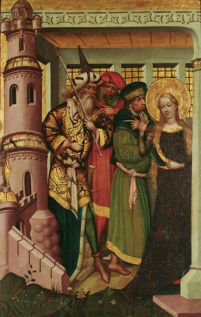 St. Barbara is led into the tower
