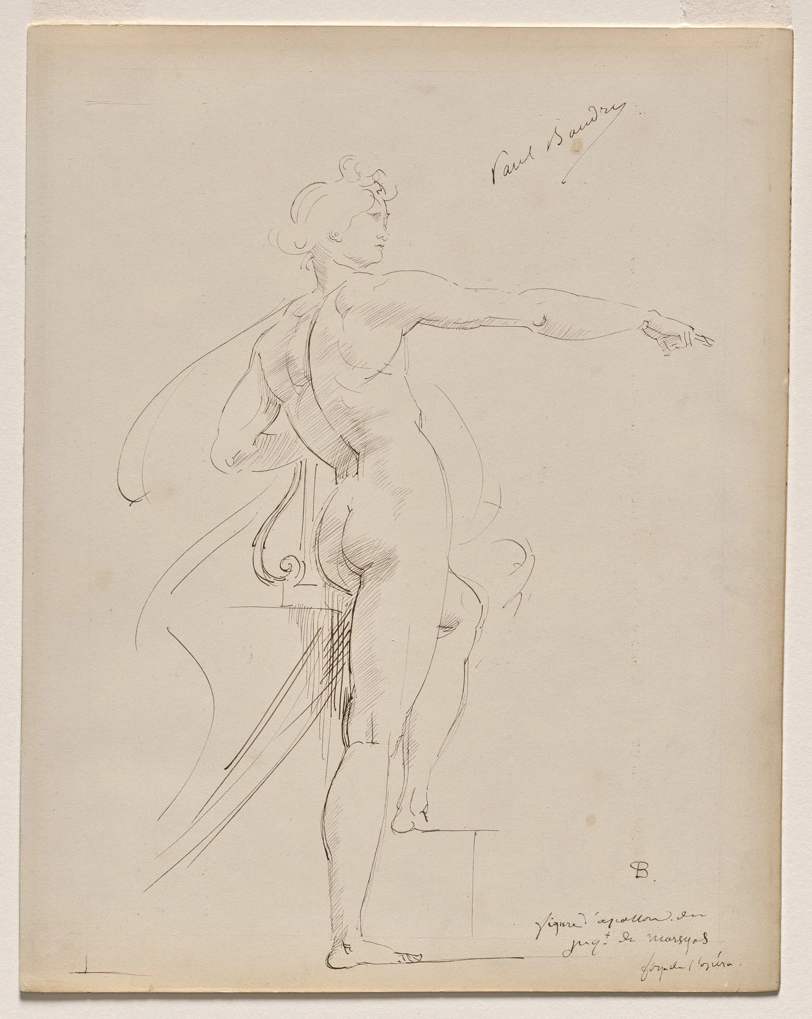 Study of Apollo for Marsyas (recto), by Paul-Jacques-Aimé Baudry, 1864