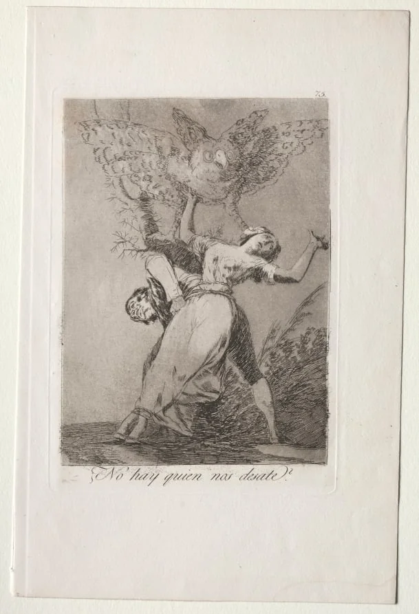 Can't Anyone Untie Us?, Plate 75, by Francisco Goya, 1799