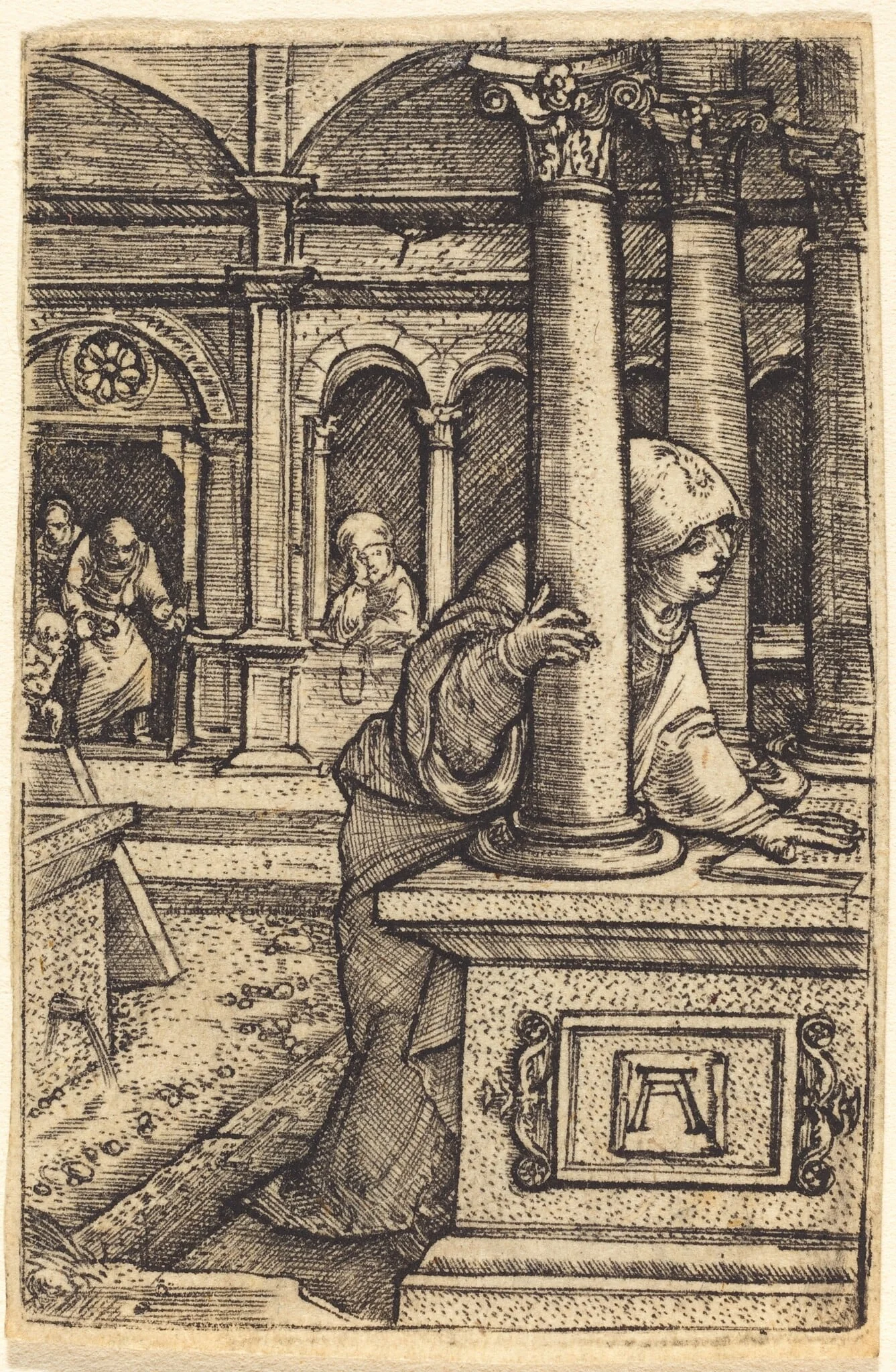 The Virgin Seeking Jesus in the Temple, by Albrecht Altdorfer, ink, 1520