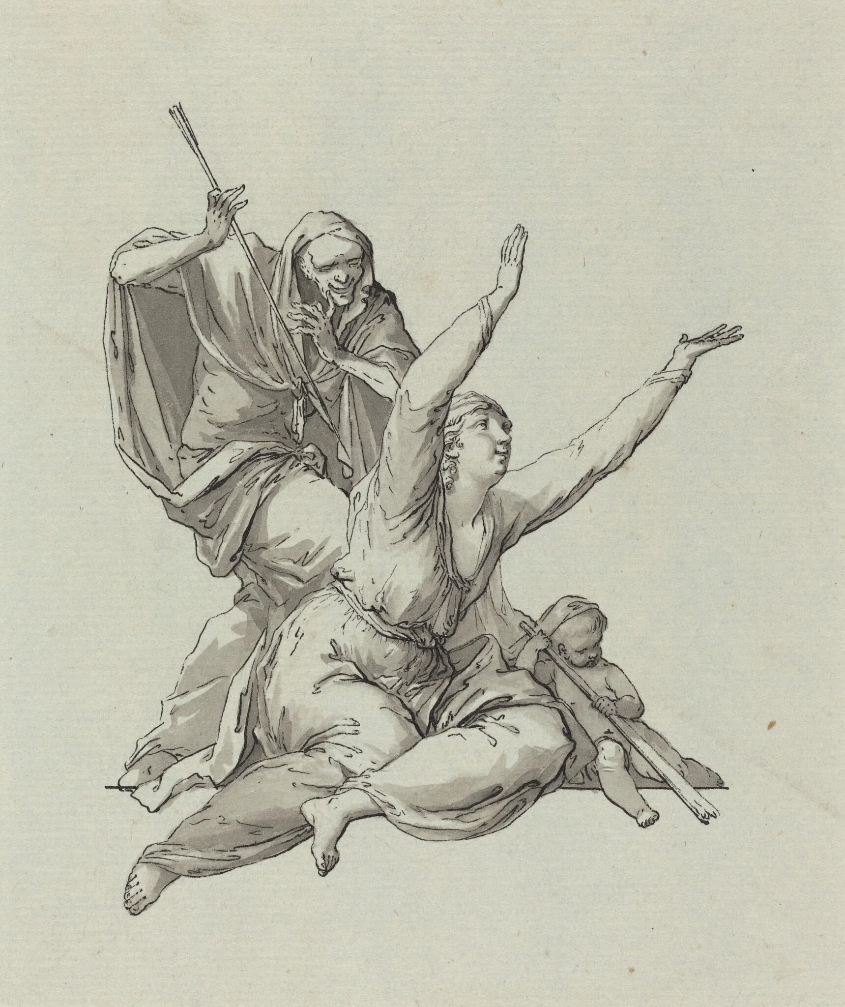 Death Stalking a Woman, by Carl Gotthard Langhans, ink, 1770