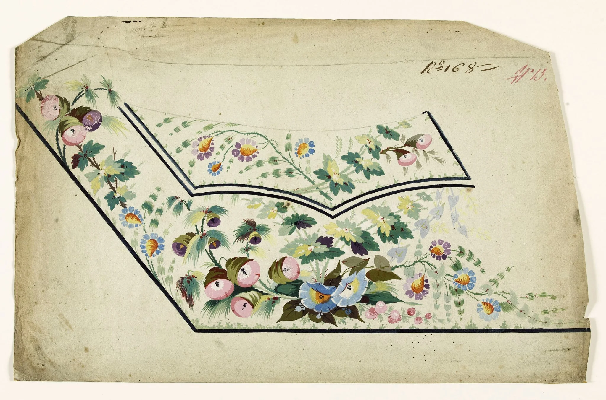 Composition de fleurs sauvages, projets de broderies de gilet, XVIIIème siècle, by Anonyme, 1750