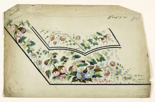 Composition de fleurs sauvages, projets de broderies de gilet, XVIIIème siècle