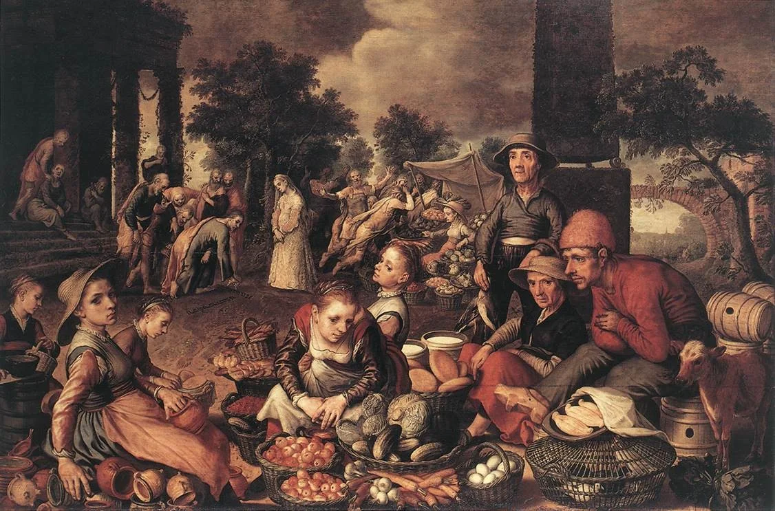 Christ and the woman taken in adultery, by Pieter Aertsen, mixed, 1559