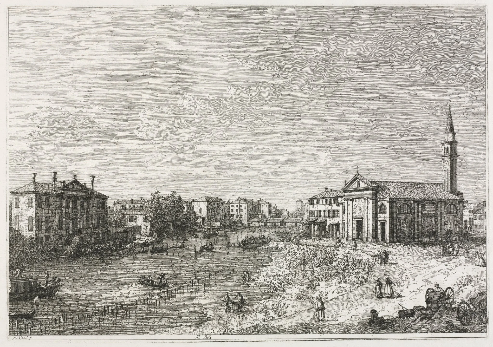 Views:  View of Dolo, A Town on the Brenta, West of Venice, by Canaletto, 1740