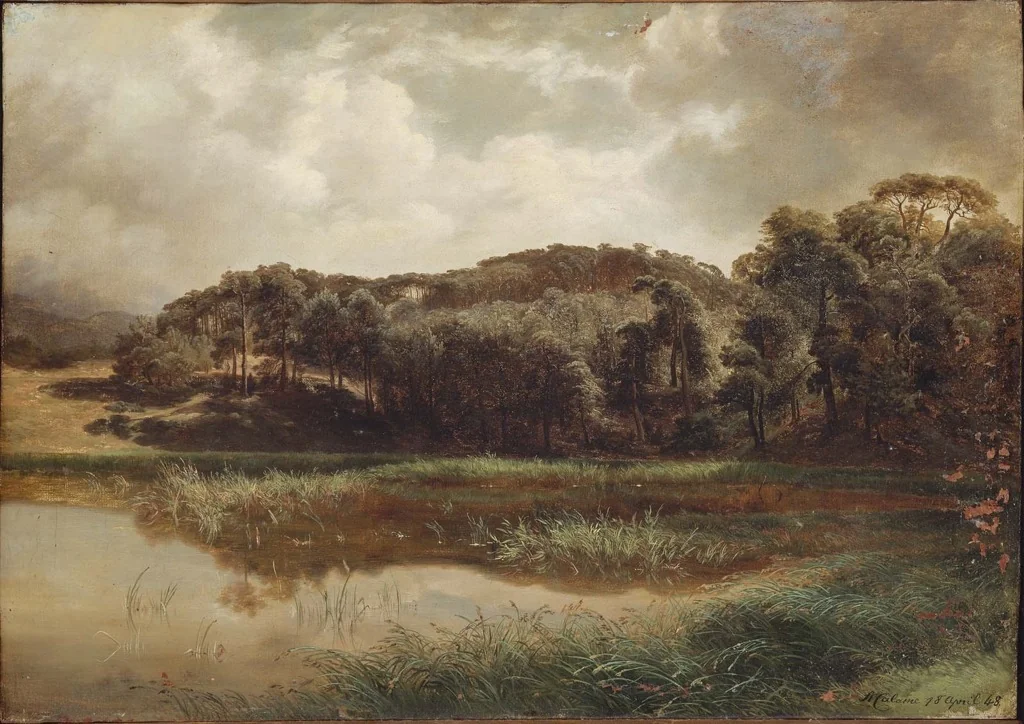 Lake at the Edge of a Forest, by Alexandre Calame, oil, 1848