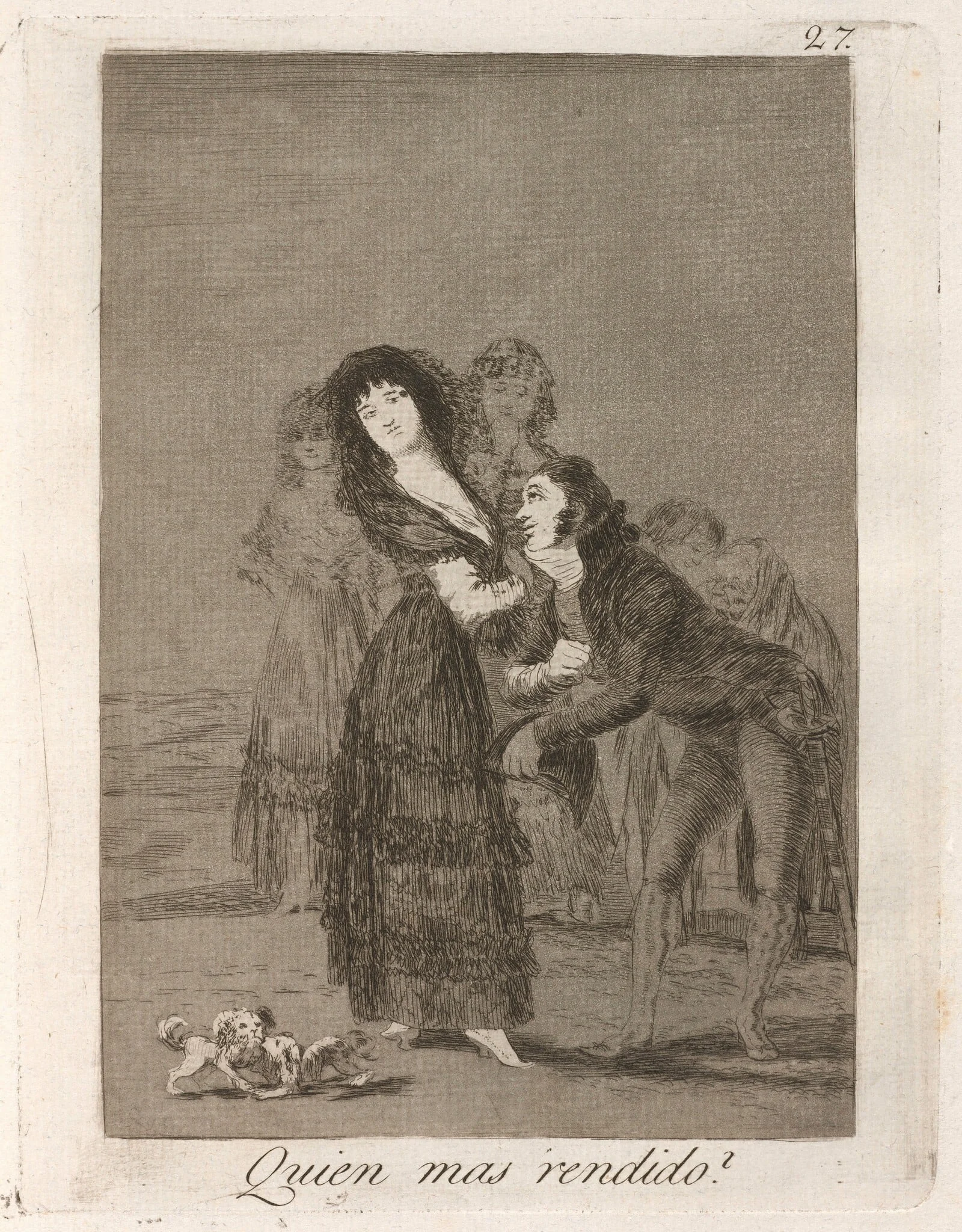 Quien mas rendido?  (Which of Them Is the More Overcome?), by Francisco Goya, ink, 1799