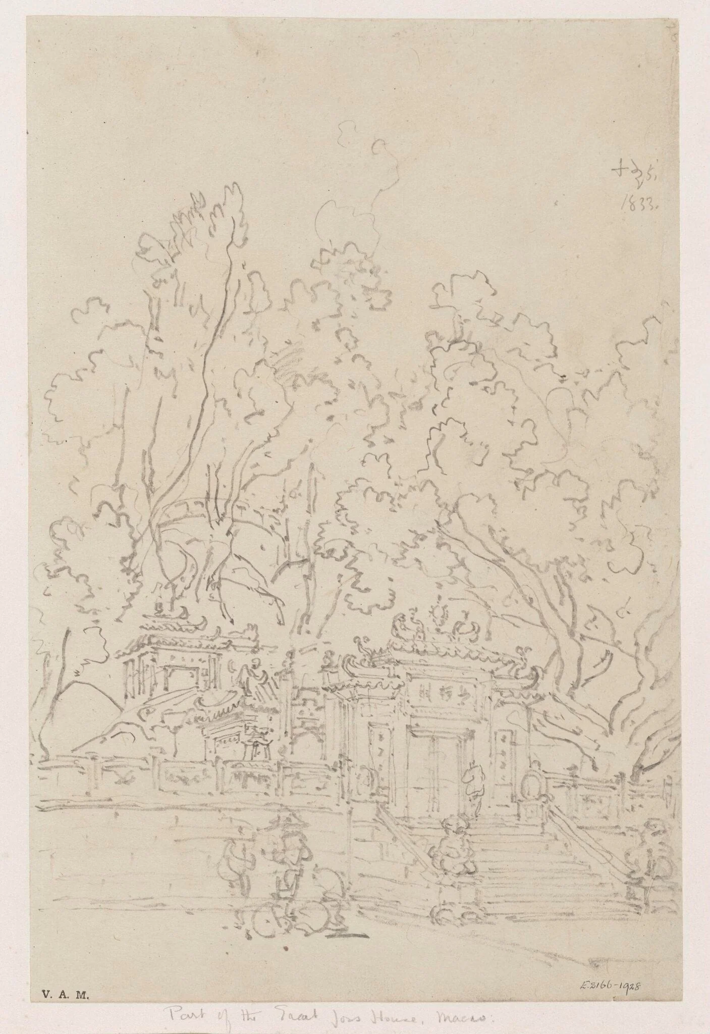 Part of the A-Ma Temple, Macau, by George Chinnery, 8