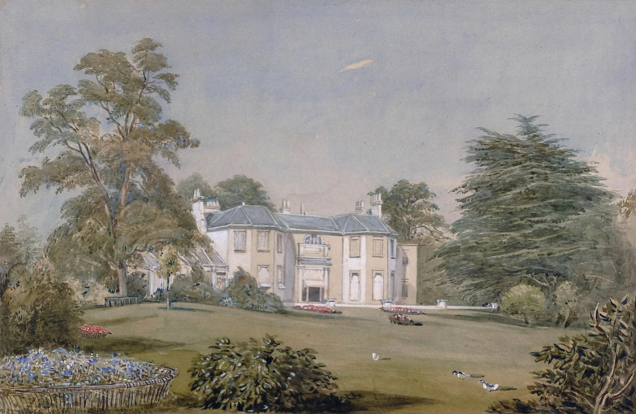 Bohun Lodge, New Barnet, by John James Chalon, watercolor, 8