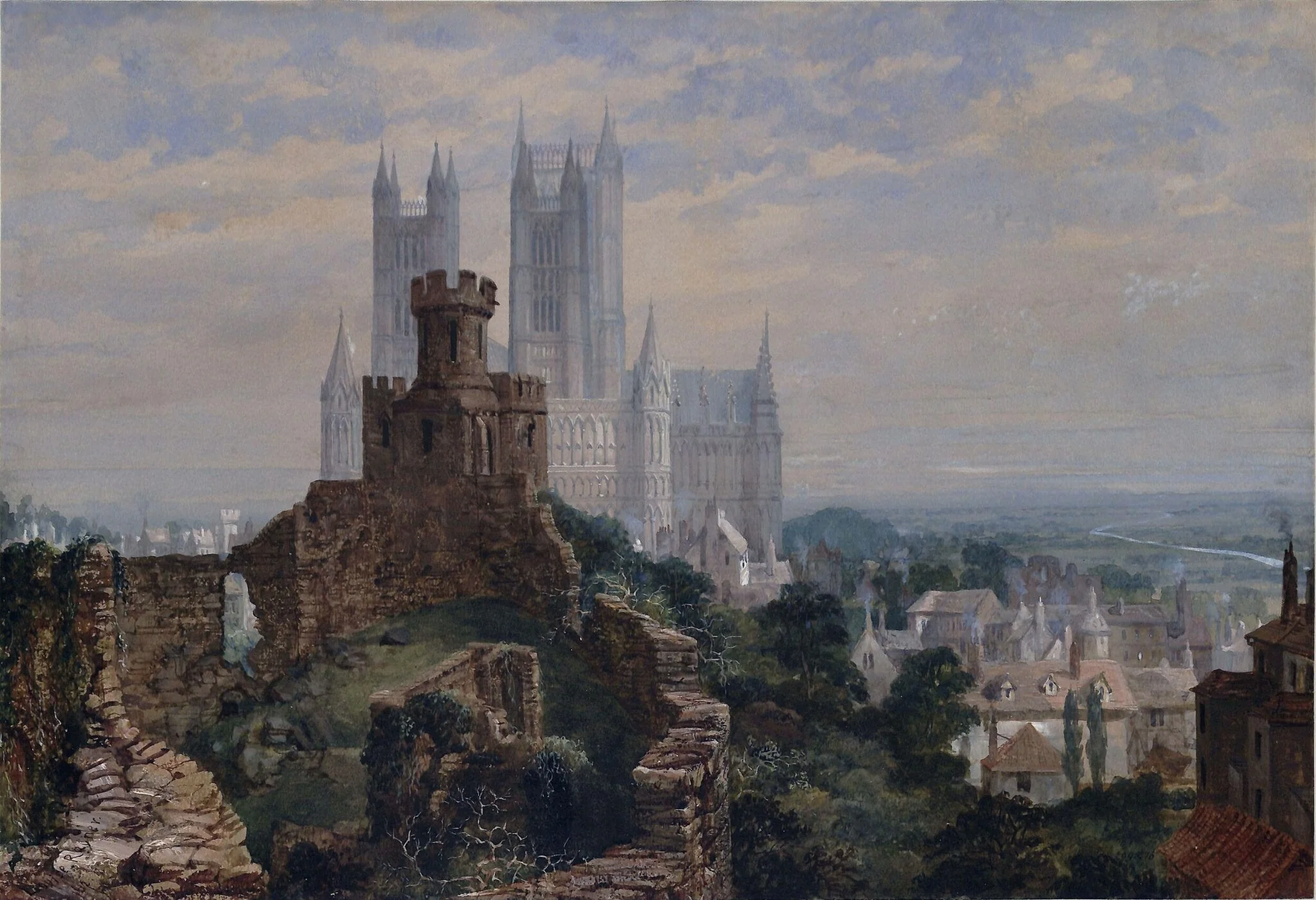 Lincoln Cathedral, by Louise Rayner, watercolor, 1862