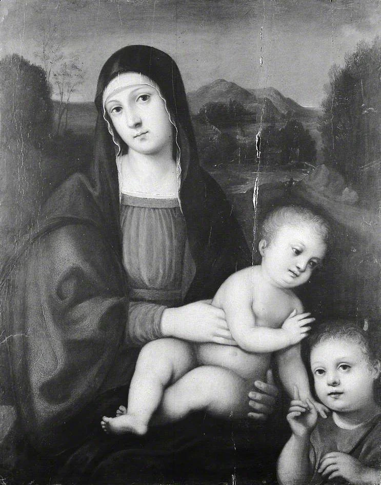 The Virgin and Child with the young St John the Baptist, by Francesco Francia, oil, 1493