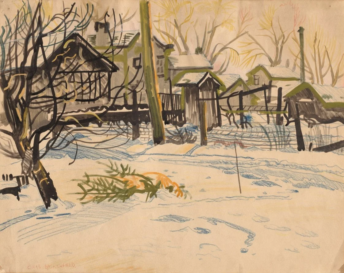 Backyards in Winter (Castoff Christmas Tree), by Charles Burchfield, 1917
