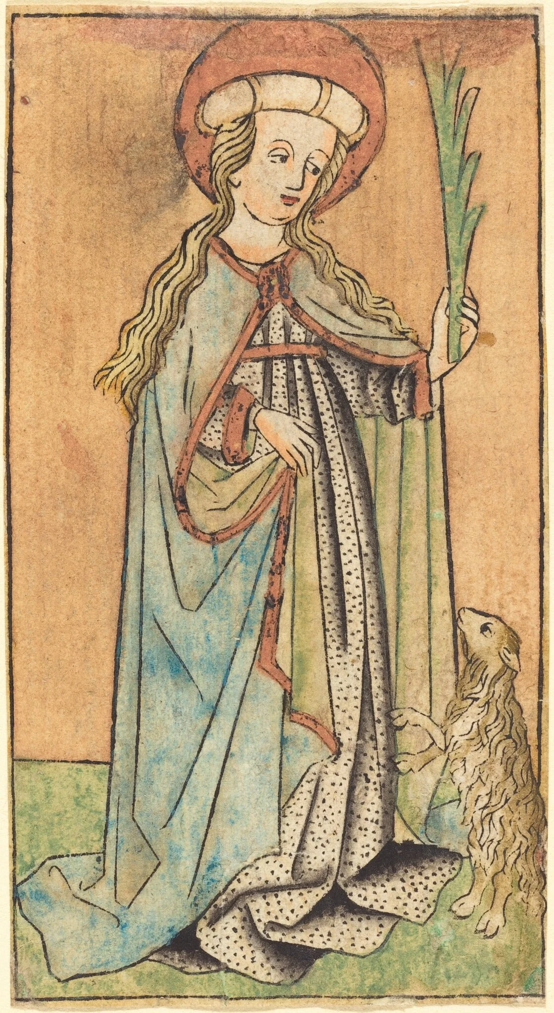 Saint Agnes, by German 15th Century, ink, 1450